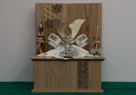 一徳作8号白鉢兜収納箱飾り-1