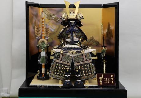 平安武久作 10号紺糸中白威し大鎧平台飾り-1