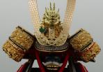 鈴甲子雄山作 12号純金箔押し小札赤糸威し大鎧一段飾り-3