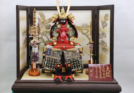 鈴甲子雄山作 8号黒小札朱赤糸威し大鎧平台飾り-1