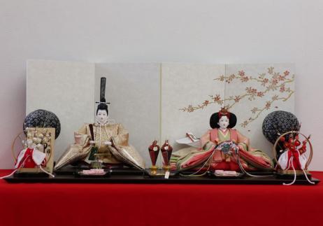 小出松寿作 京十番正絹金襴衣装着親王平台飾り-1