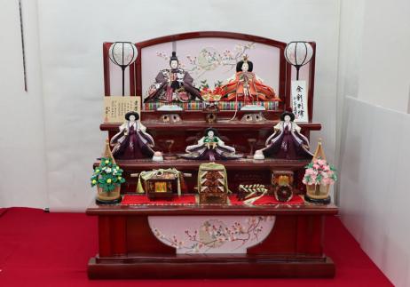 人形工房道翠謹製京九番金彩刺繍親王官女揃三段飾り-1