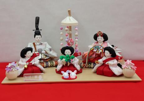 小出松寿作 三寸おぼこ親王二寸官女揃い五人飾り-1
