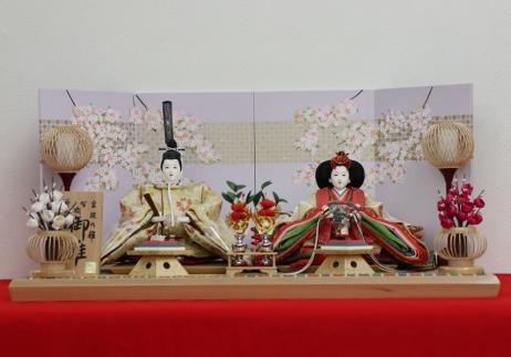 小出松寿作 京十番正絹金襴衣装着親王平台飾り-1