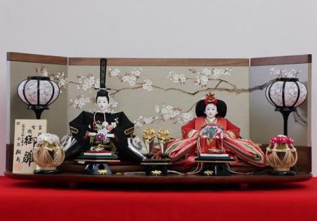 小出松寿作 京十番京染正絹手刺繍衣装着 親王平台飾り-1