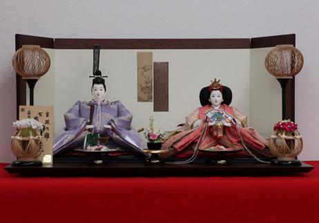 小出松寿作 京十番正絹金襴衣装着親王平台飾-1