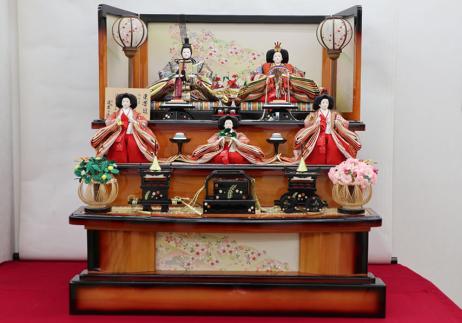 人形工房道翠謹製京八番正絹金襴親王官女揃三段飾り-1